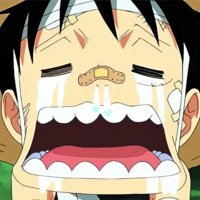 Luffy from One Piece crying funny meme in HD quality