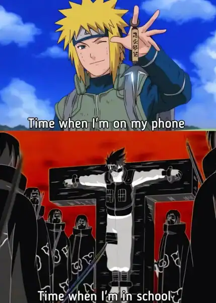 Minato Kunai and Kakashi vs Itachi Meme - Phone vs School