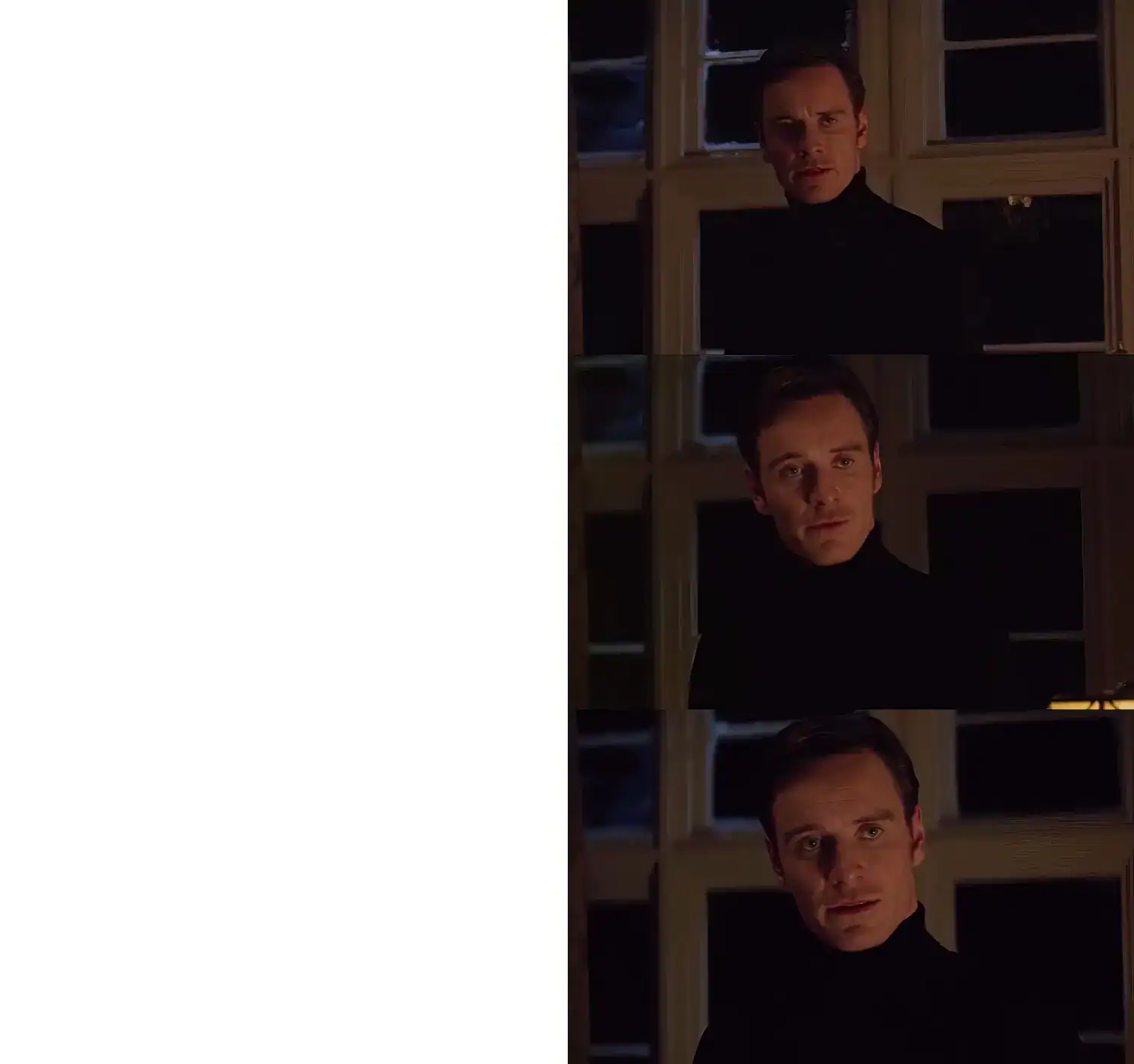 Perfection reaction meme template showing a man reacting with increasing approval in a three panel format