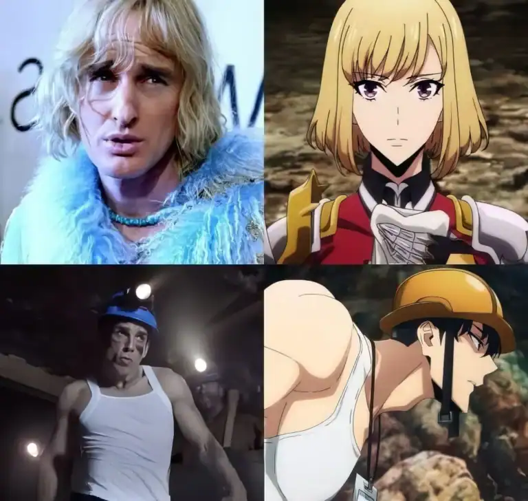 Solo Leveling meme comparing live action style characters with anime version side by side
