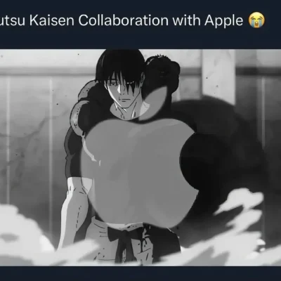 Funny Toji Fushiguro apple meme from Jujutsu Kaisen parodying his death scene