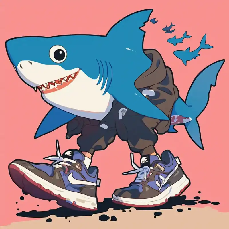 Tralalero Tralala shark meme wearing street clothes and sneakers in Italian brainrot animal style