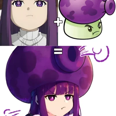 Fern Frieren anime meme with mushroom comparison