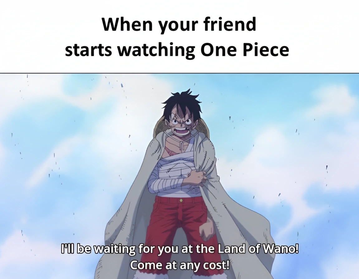 Luffy Waiting in Wano Meme – I’ll Be Waiting at Episode 1000+ HD Meme Luffy waiting at Wano meme from One Piece anime