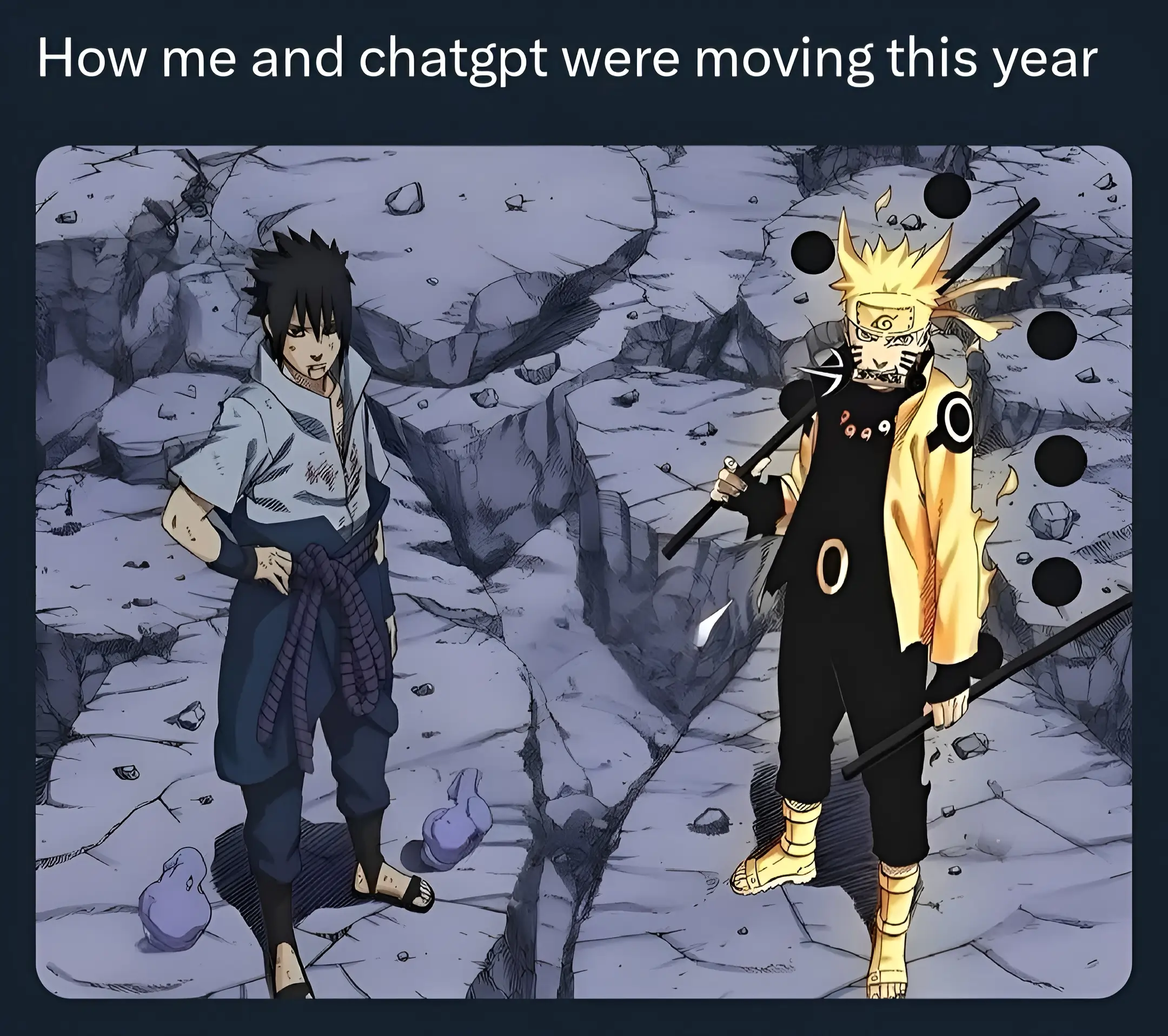 Naruto and Sasuke meme me and ChatGPT