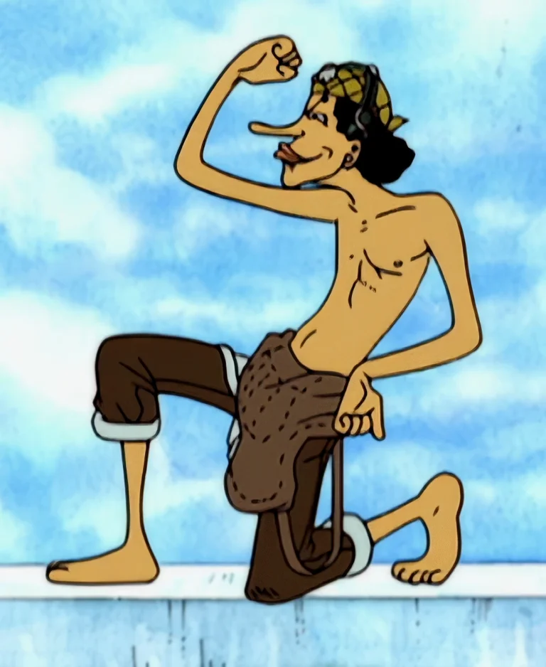 Usopp One Piece meme flexing confidently in classic anime style
