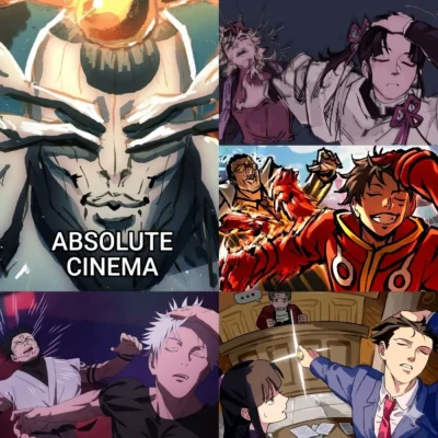 Absolute cinema meme with Sukuna and Naoya vs Choso scene