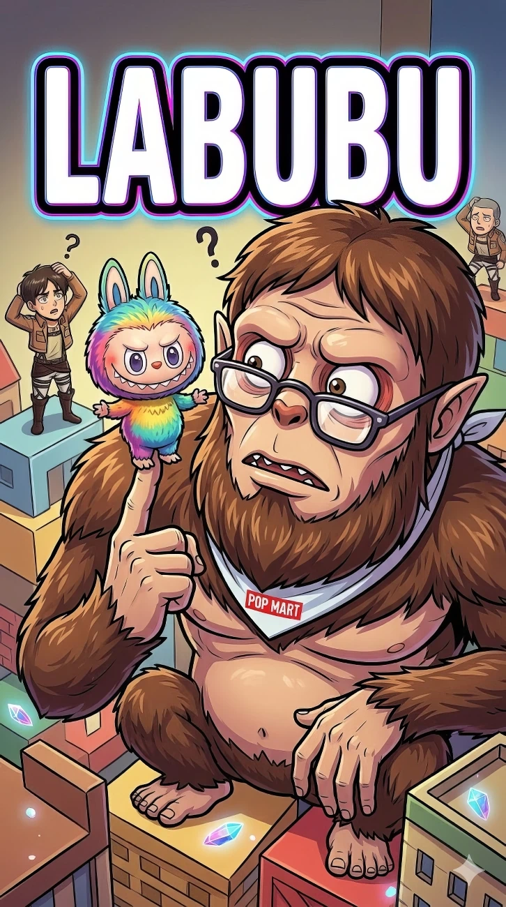 Beast Titan Labubu meme from Attack on Titan