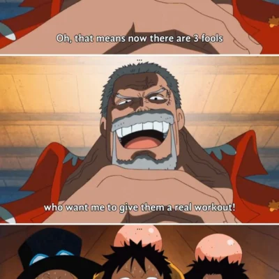 Garp ASL trio meme from One Piece