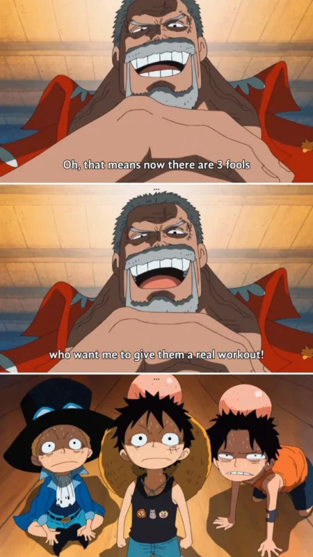 Garp ASL trio meme from One Piece