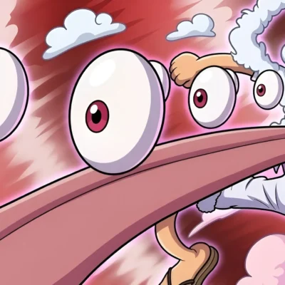 Luffy Gear 5 funny face meme from One Piece