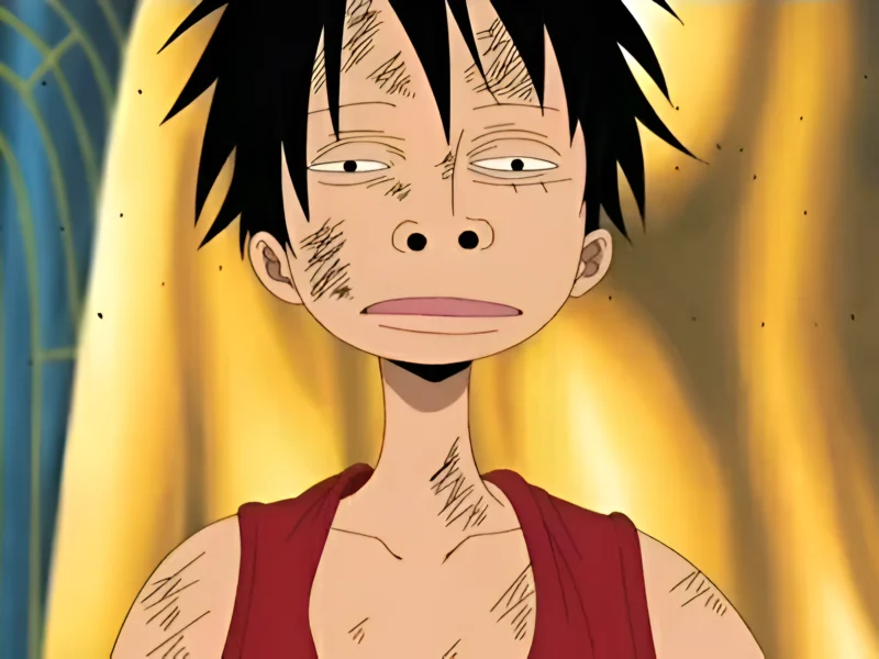 Luffy goofy face meme from One Piece