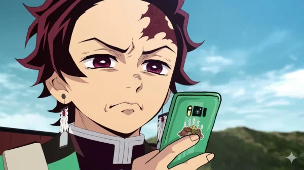 Tanjiro Disgusted Meme – Phone Judgment Activated Kimetsu