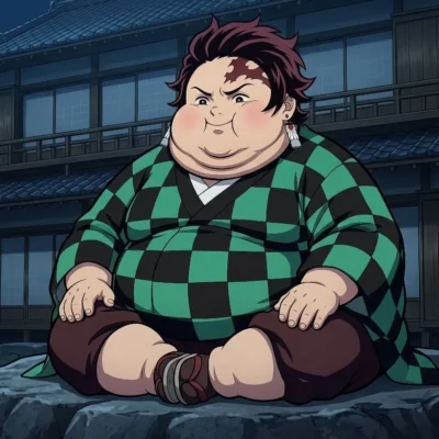 Tanjiro fat meme sitting chubby Demon Slayer funny edit