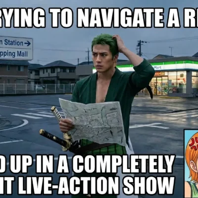 Zoro lost meme live action One Piece