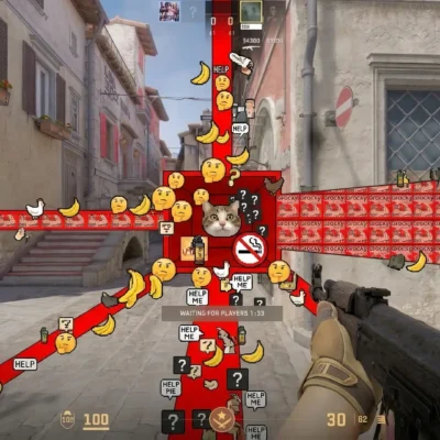 CS2 meme crosshair chaos with emojis and bananas