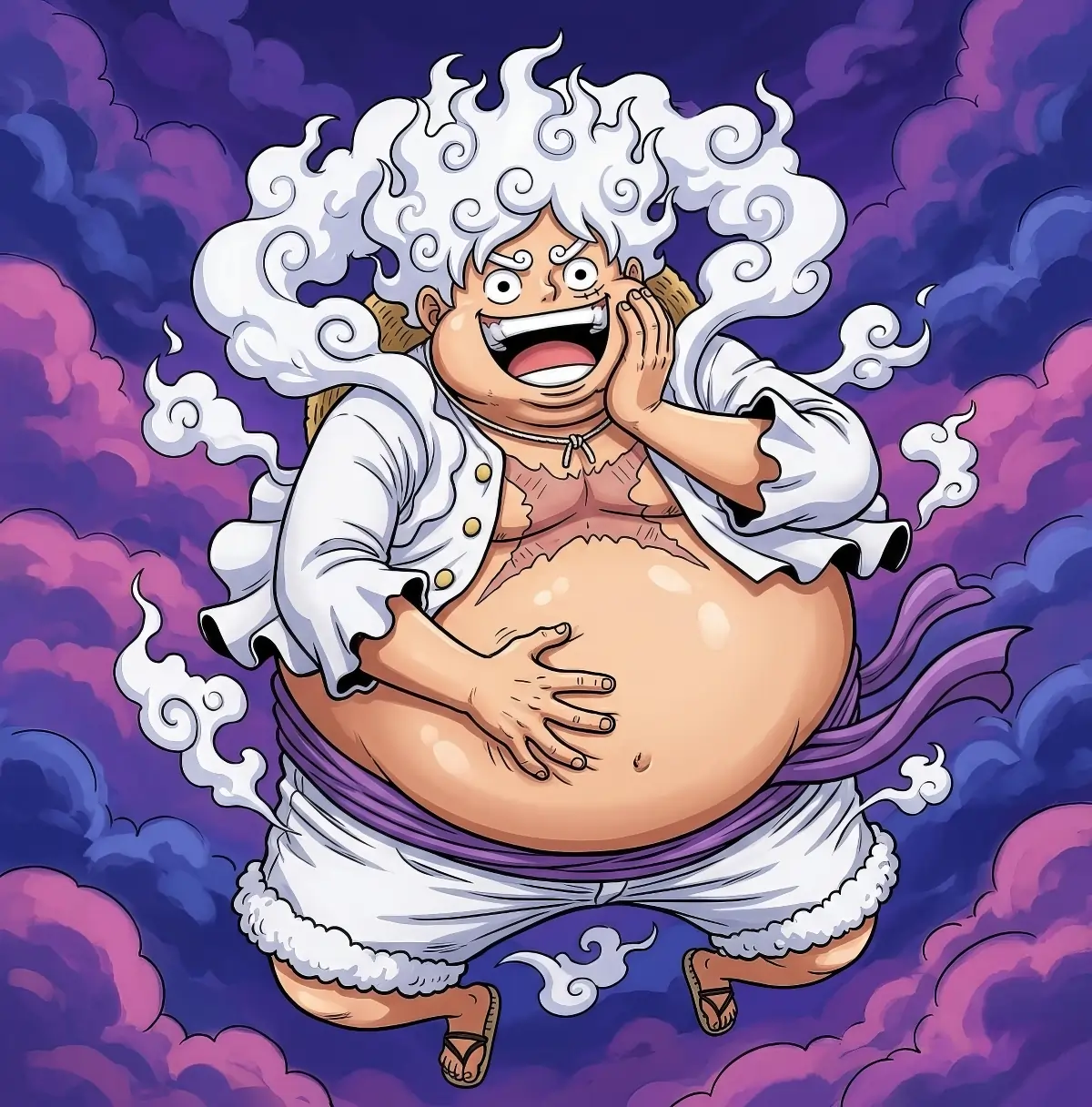 Fat Luffy Gear 5 bloated round face funny reaction meme | HD 2026 One Piece Egghead Arc free download