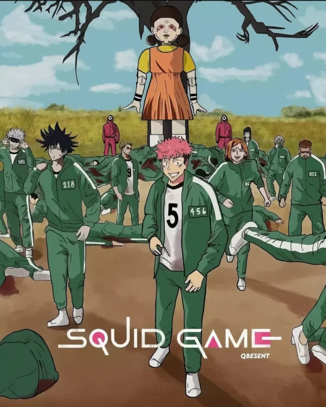 JJK Culling Game Squid Game crossover meme Itadori player 5 Rika doll HD free download no watermark anime fanart