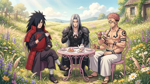 Madara, Sephiroth & Ryomen Sukuna Tea Party Meme – Villains Unwind