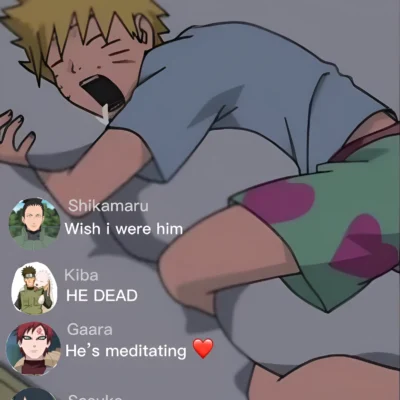 Naruto sleeping meme Instagram live comments