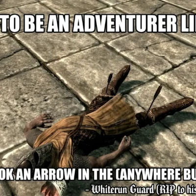 Skyrim knee meme arrow in the knee guard funny HD
