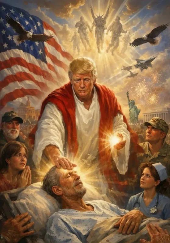 Donald Trump jesus divine healing funny meme | HD 2026 political meme free download