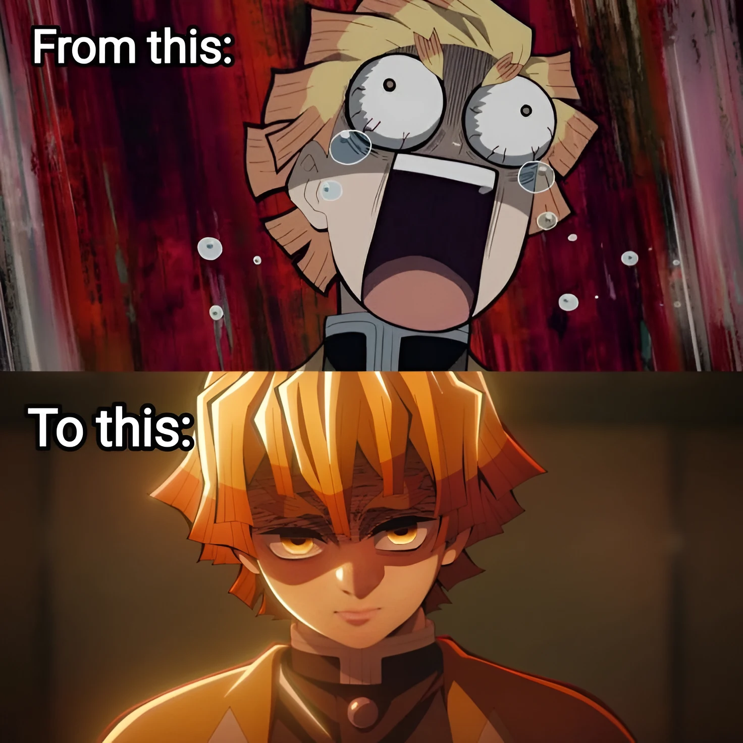 Zenitsu glow up meme funny to badass