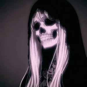 anime girl skull meme dark creepy reveal