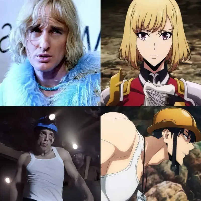 Solo Leveling meme comparing live action style characters with anime version side by side